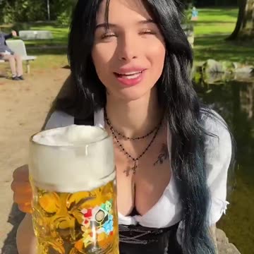 PROST! A German beauty shows us how to truly enjoy a steiner!!