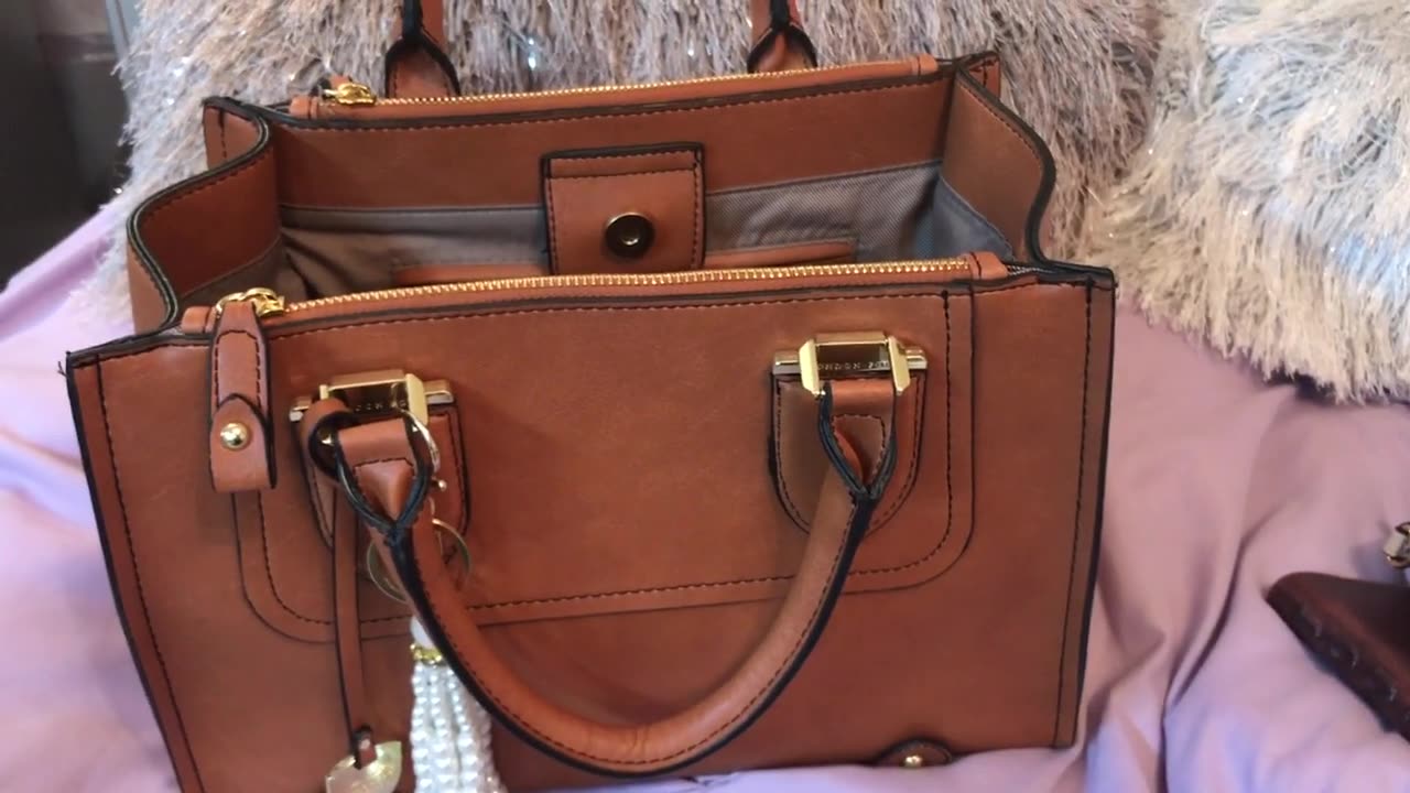 What's in my London Fog Cognac Satchel Bag