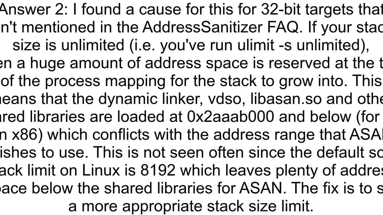 asan library fails with Shadow memory range interleaves with an existing memory mapping