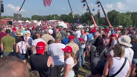 Panoramic shot of crowd at Trump rally July 13, 2024 Butler PA