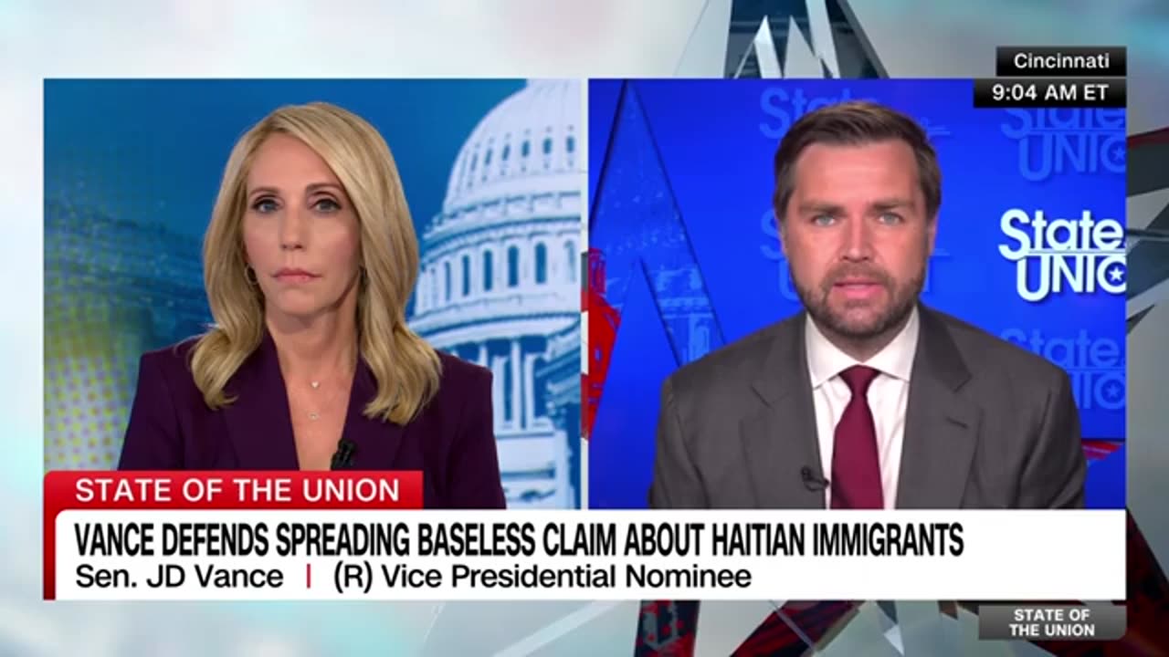 Dana Bash and JD Vance clash over baseless claims about Haitian immigrants (Part 1/2)