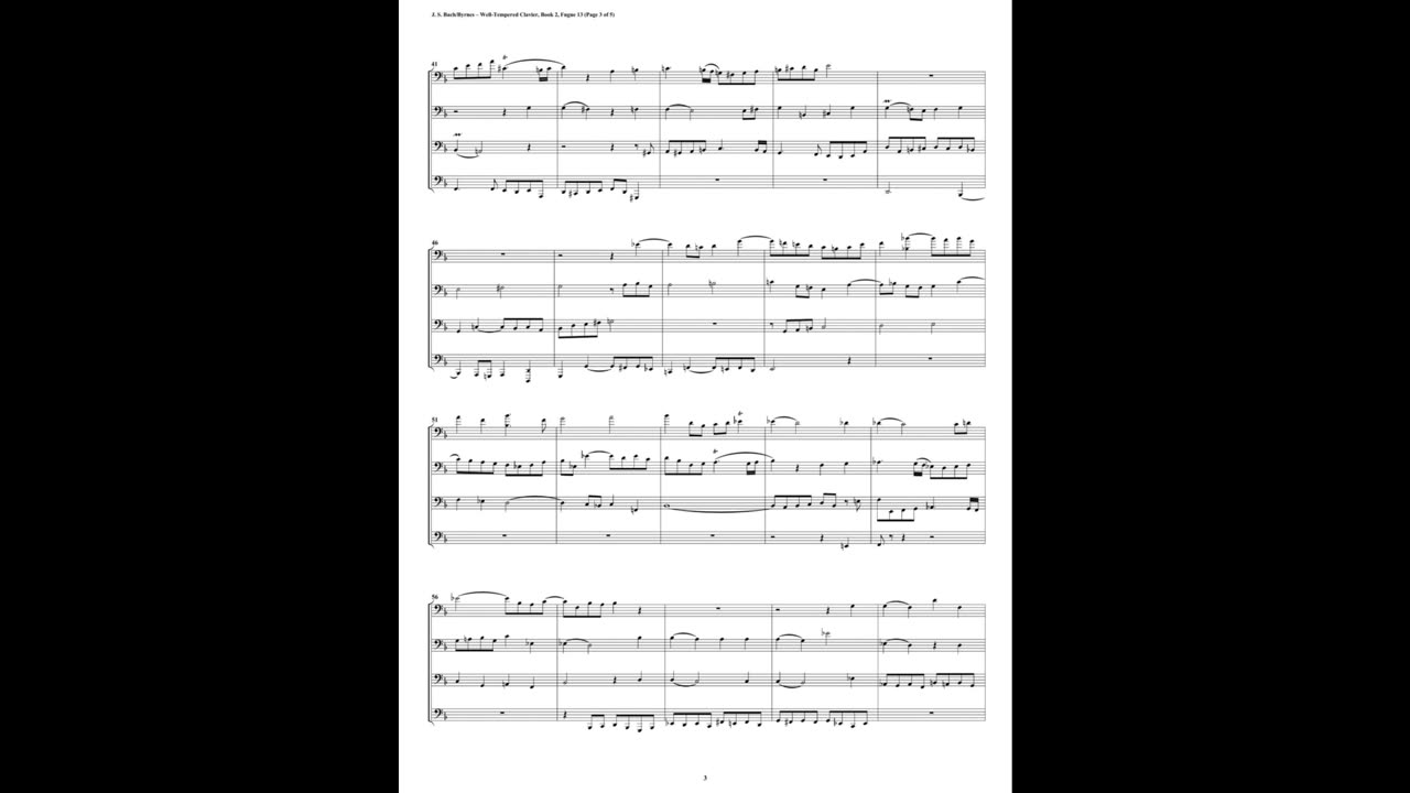 J.S. Bach - Well-Tempered Clavier: Part 2 - Fugue 13 (Euphonium-Tuba Quartet)