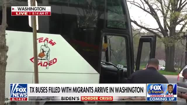 First Texas bus drops off illegal immigrants blocks from US Capitol in Washington, DC.