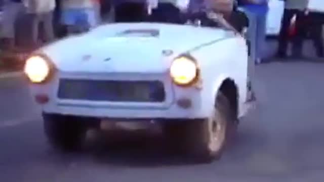 Crazy man in crazy car - funny car drift