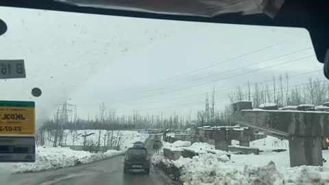 Driving from jammu to srinagar through snowy roads