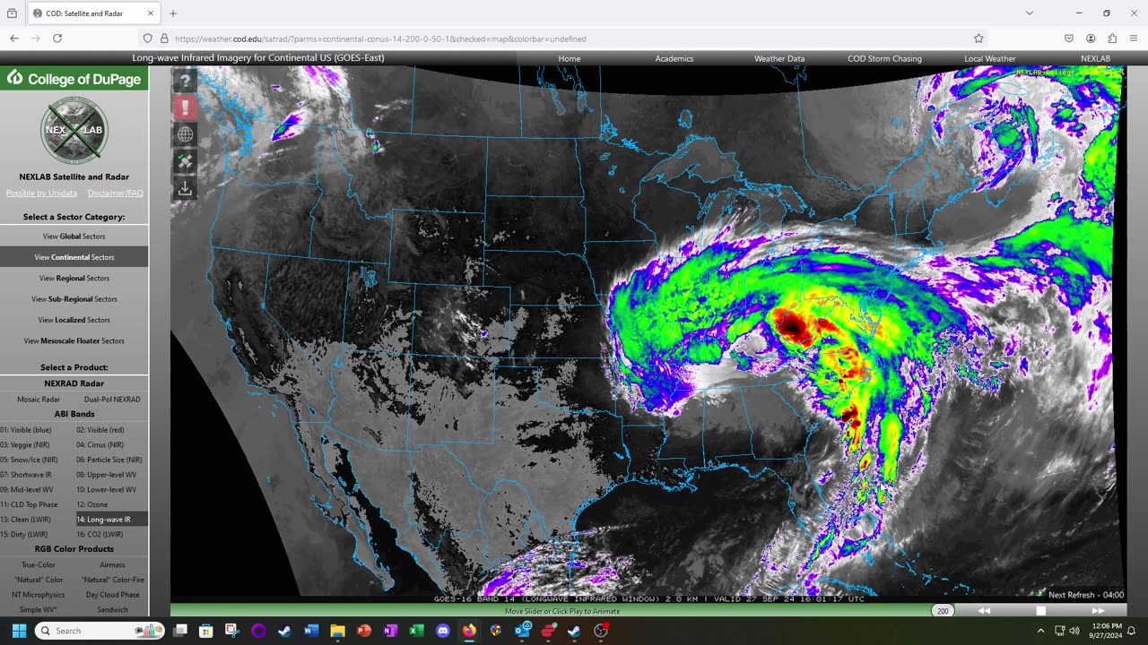 Hurricane Helene Landfall - Longwave IR