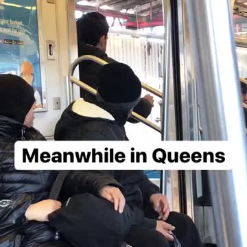 Meanwhile in queens man stands between doors