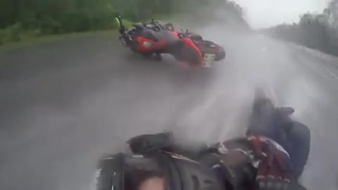 Motorcycle crash and slide