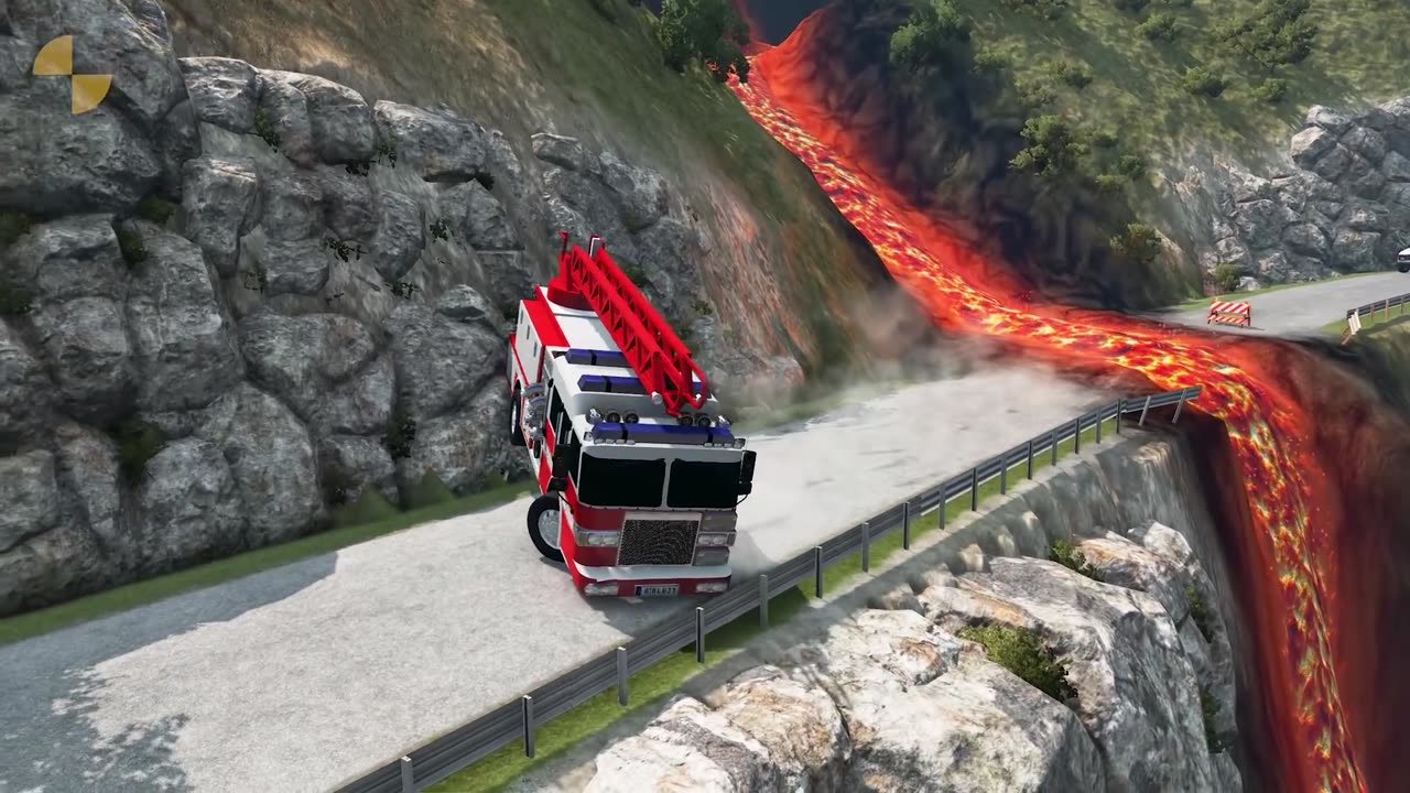 Cars vs Lava Crosses Road 😱 BeamNG Drive