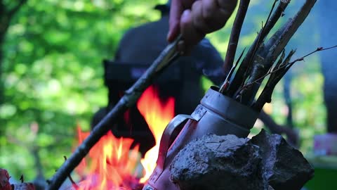 forest camping ||| enjoy the forest fire camping