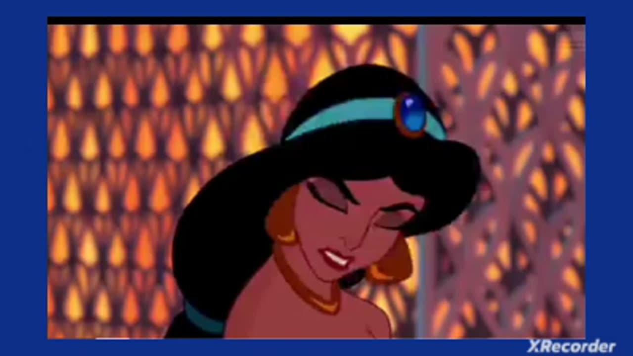 Aladdin and princess Jasmine enjoying on flying romantic short movie scene