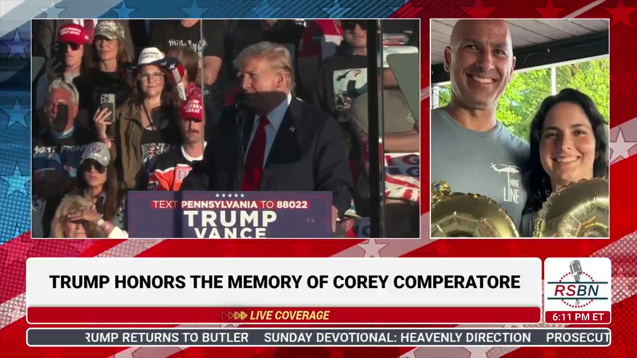 Trump honors Corey Comperatore At Butler, Pennsylvania Rally