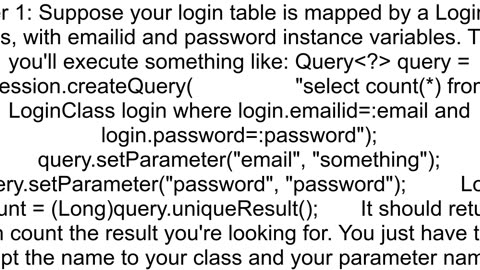 How to write a query in hibernate for count