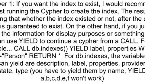 How to check if an index exist in neo4j cypher