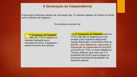 Aula sobre Independência dos EUA