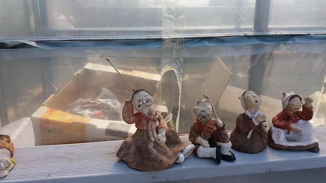 The humorous appearance of people made of dirt