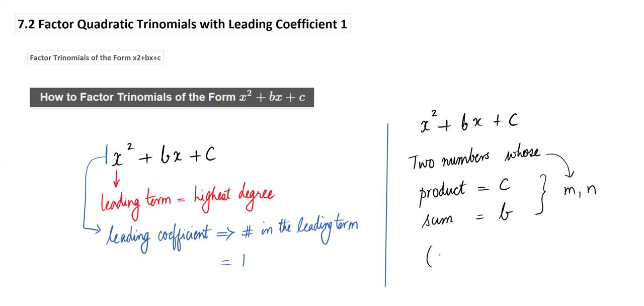 Math62_MAlbert_7.2_Factor quadratic trinomials with leading coefficient 1