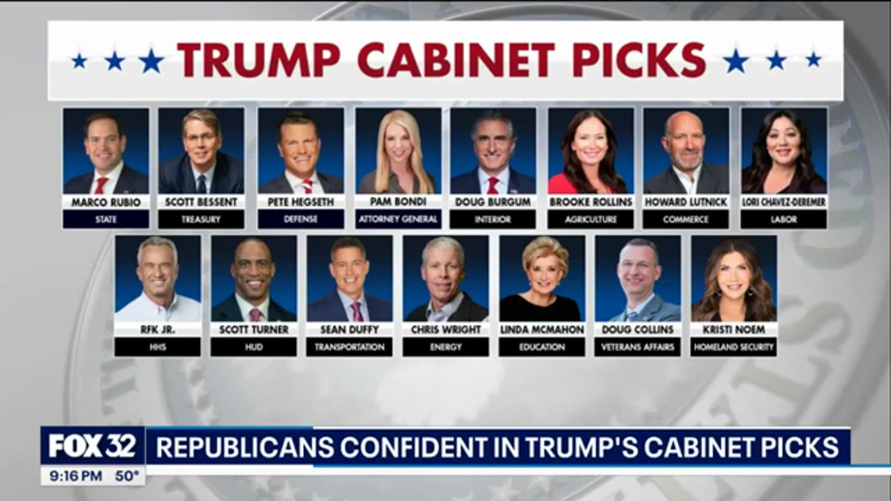 Republican lawmakers confident in Trump's cabinet picks so far