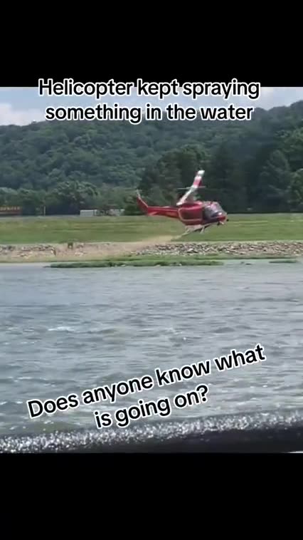 ANY IDEAS WHAT OR WHY 🚁 THIS HELICOPTER IS SPRAYING❓