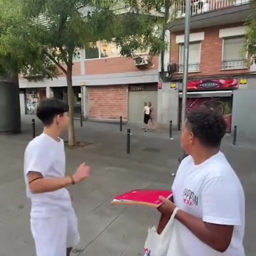 Foreign children throw prank balloons at innocent Spanish girls walking on the