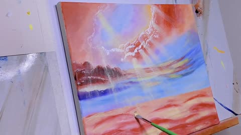 Basic acrylic painting, light of hope.