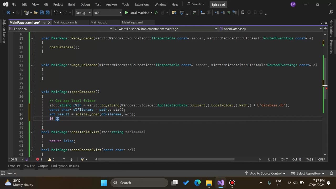 C++/WinRT + WinUI - Episode 7: Sqlite Part II