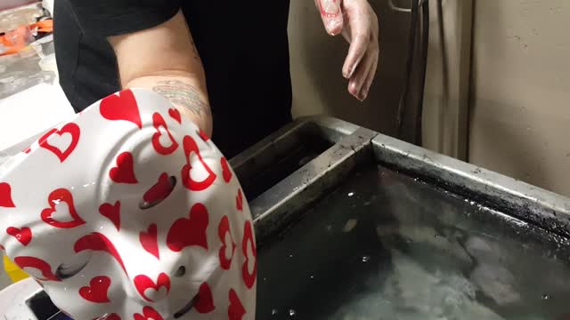 Hydrodipping a mask in hearts! Great for Valentines Day!