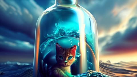 Cute kitten Cat in a bottle || AI image 4k 3D generation