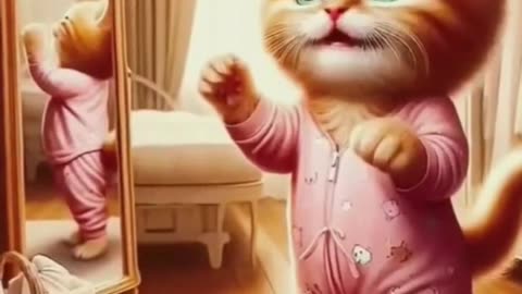 "Watch me turn into a little star, just like mom! 🌟🐾 #MiniMakeover #CuteAndGlam #KittenStyle"