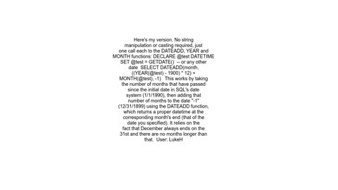 Get the last day of the month in SQL