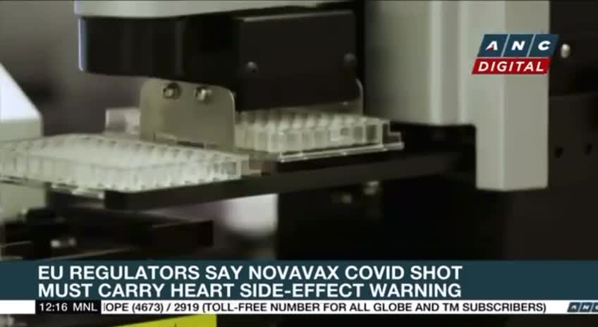 EU regulators say Novavax COVID shot must carry heart side-effect warning.