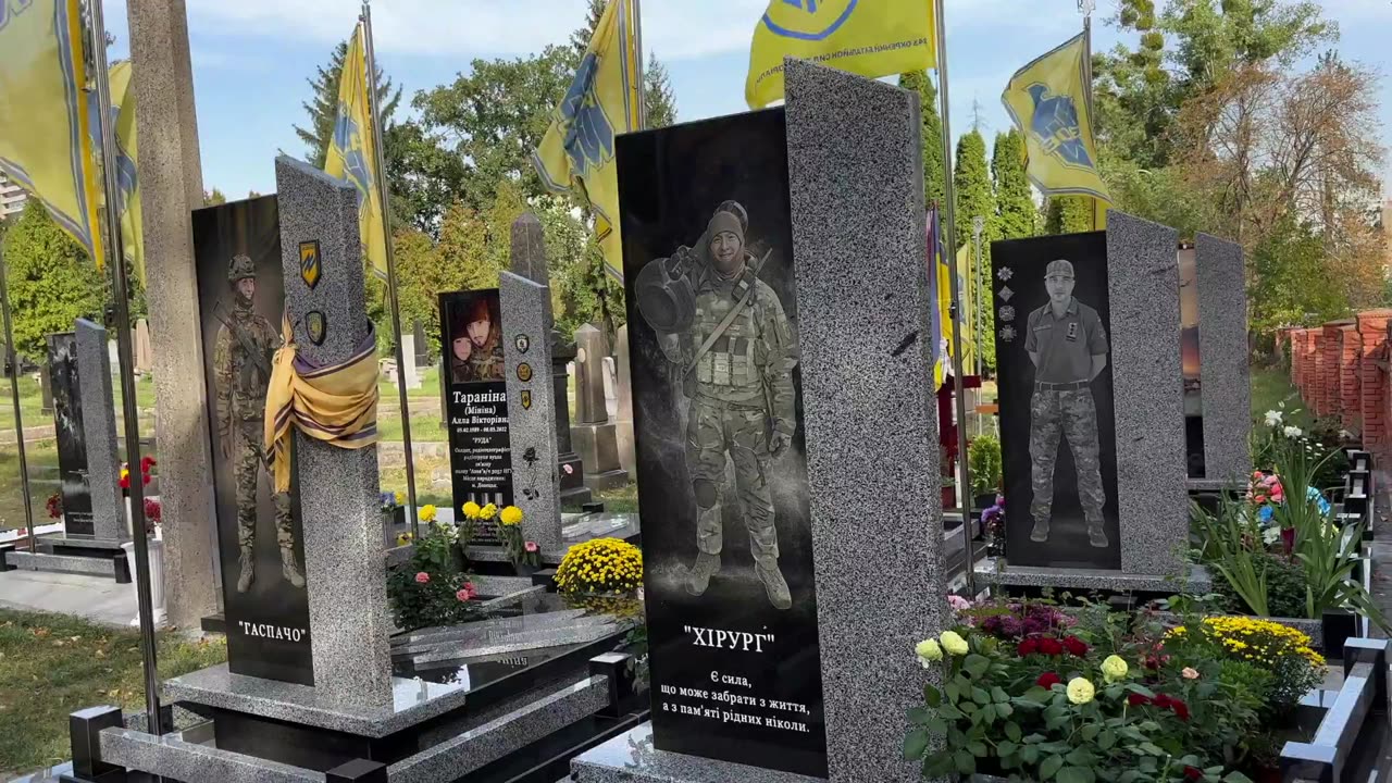 Fashionable cemetery in Kiev with expensive monuments.
