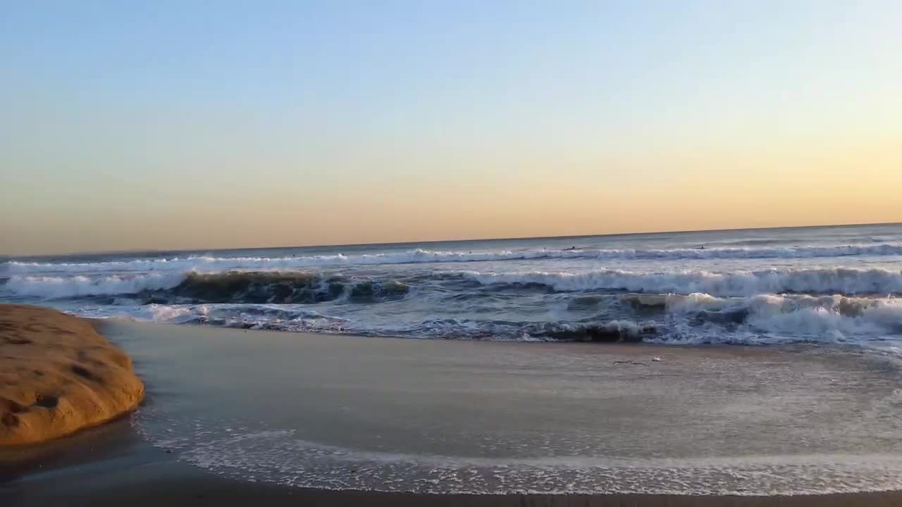 A beach stained with sunset