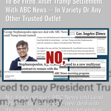 Fact Check: NO Variety Report George Stephanopoulos 'Expected To Be Fired' After Trump Settlement
