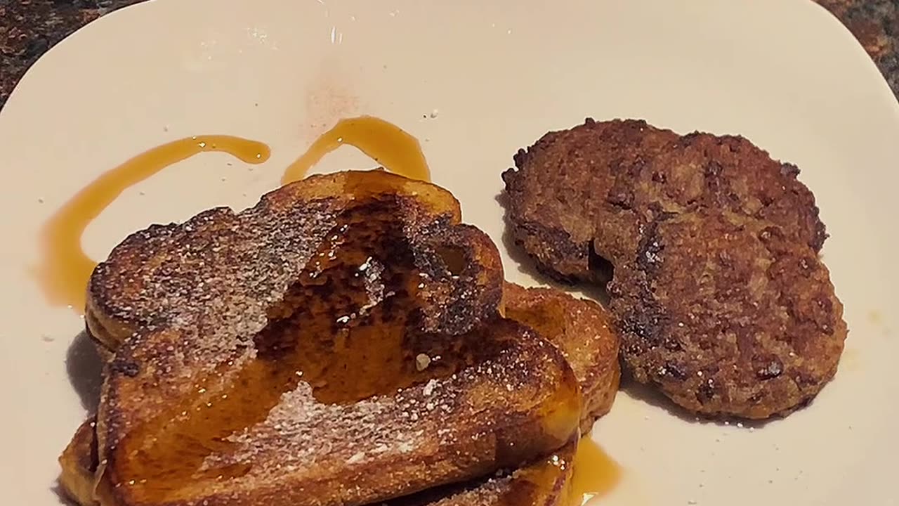 Turkey sausage and pumpkin spice French toast