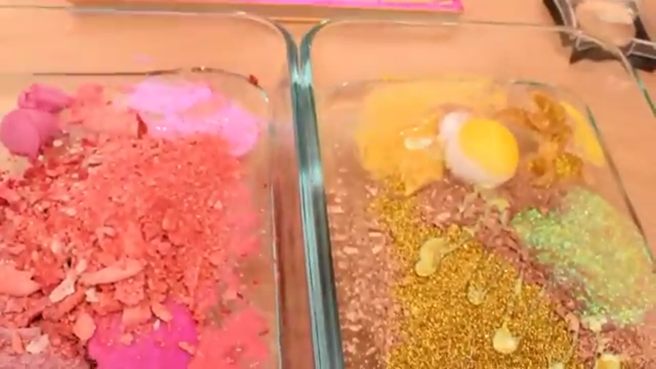 Pink vs Gold - Mixing Makeup Eyeshadow Into Slime ASMR