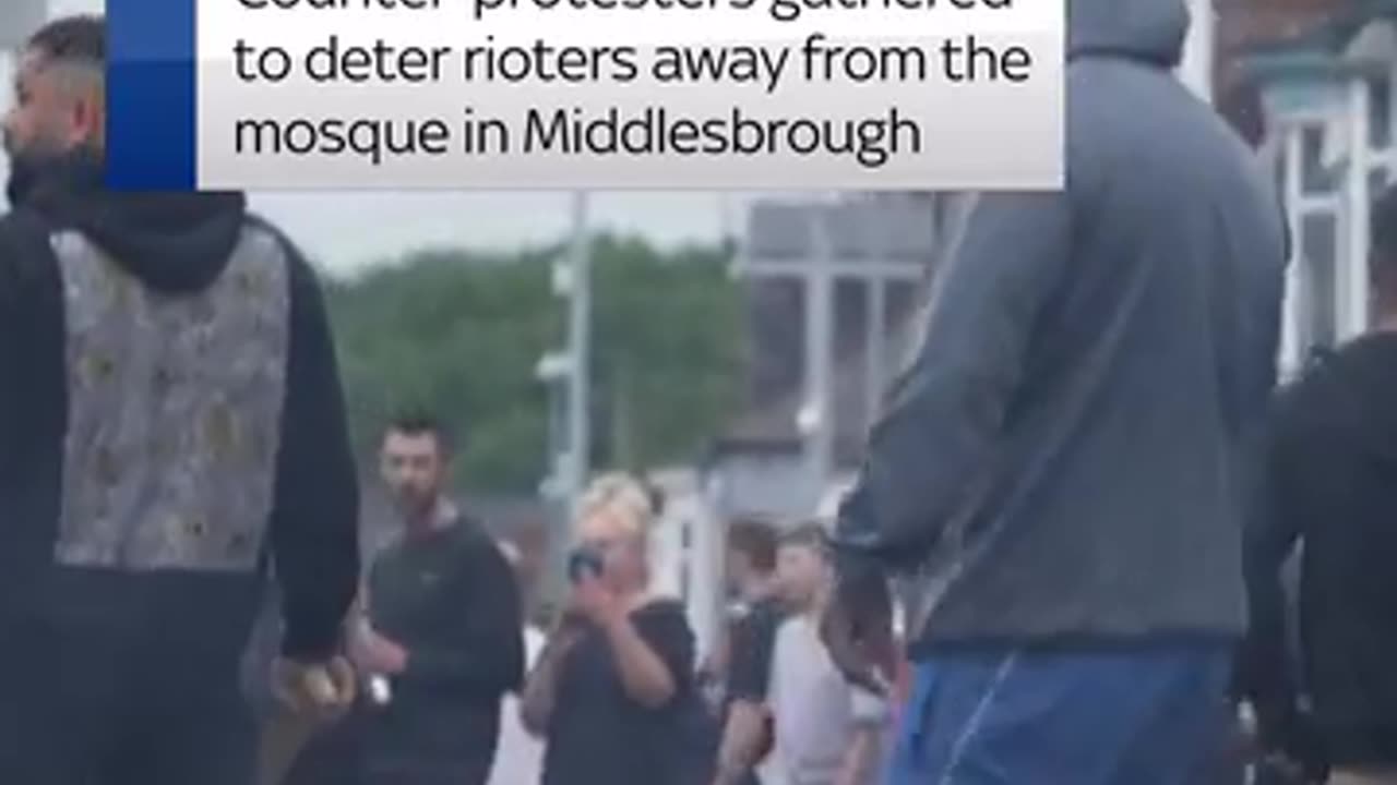 Anti-racist activists chase far-right protesters away from a mosque in Middlesbrough