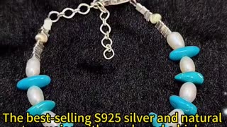 GN-20241108-05 The best-selling S925 silver and natural turquoise with pearls and a high-quality