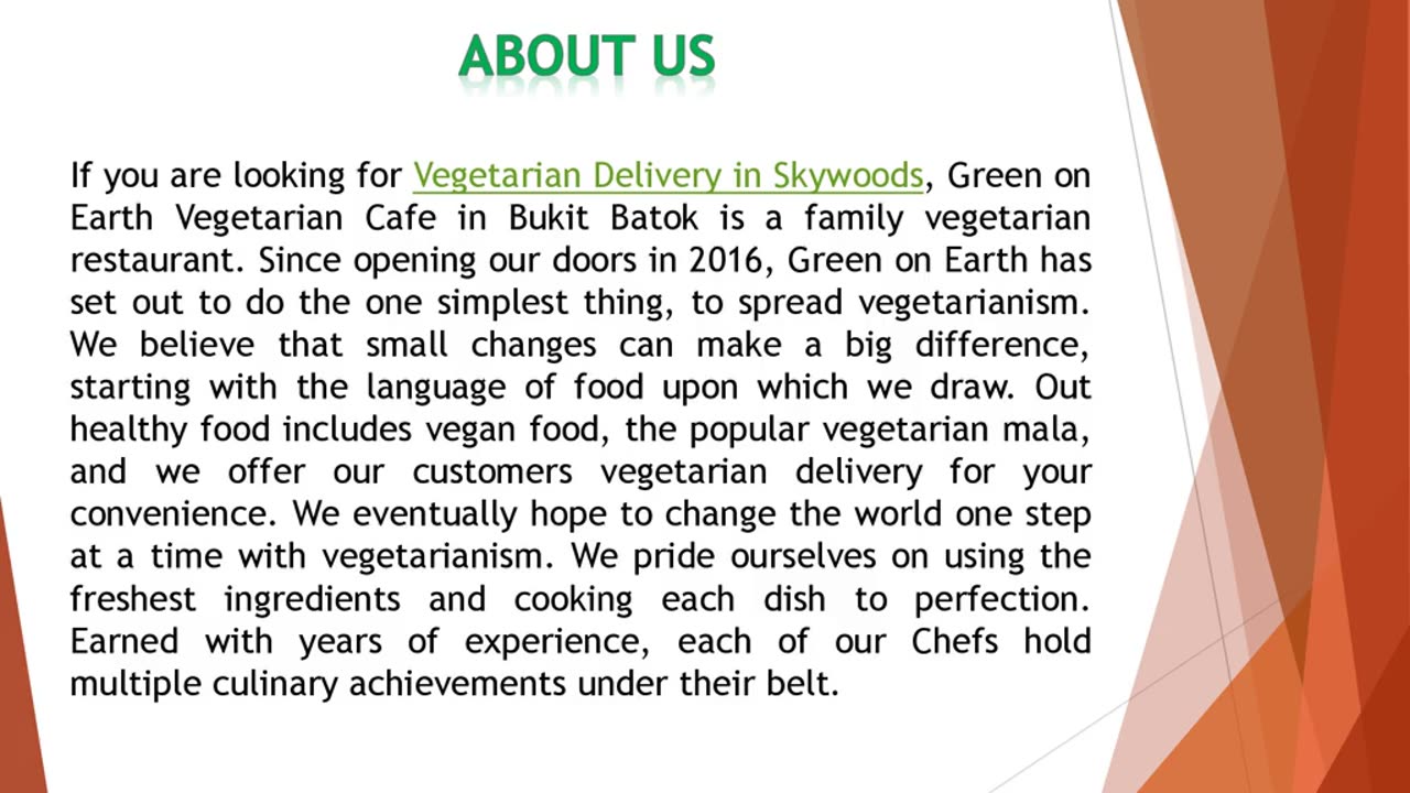 If you are looking for Vegetarian Delivery in Skywoods