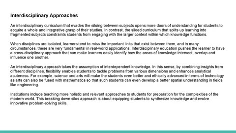 Breaking Down Silos in Curriculum for Broader Knowledge