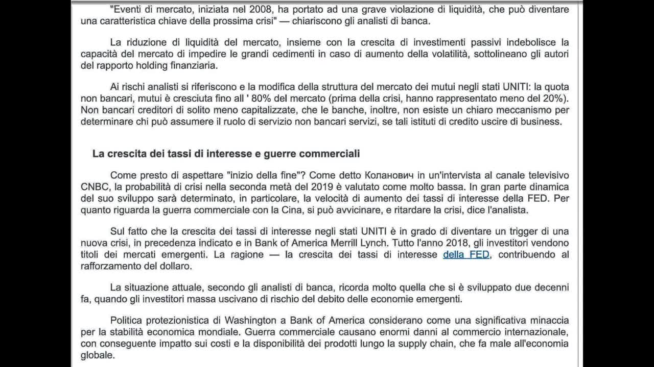 CHI SAPEVA DELLA CRISI MONDIALE 2020 GIA' NEL 2018