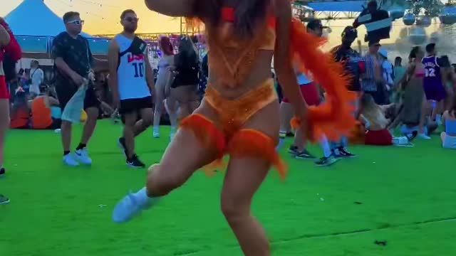 beautiful girl shuffling