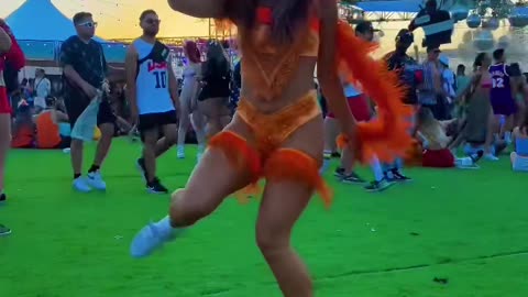 beautiful girl shuffling