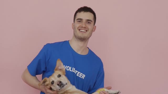 A-male volunteer for animal rescue movement