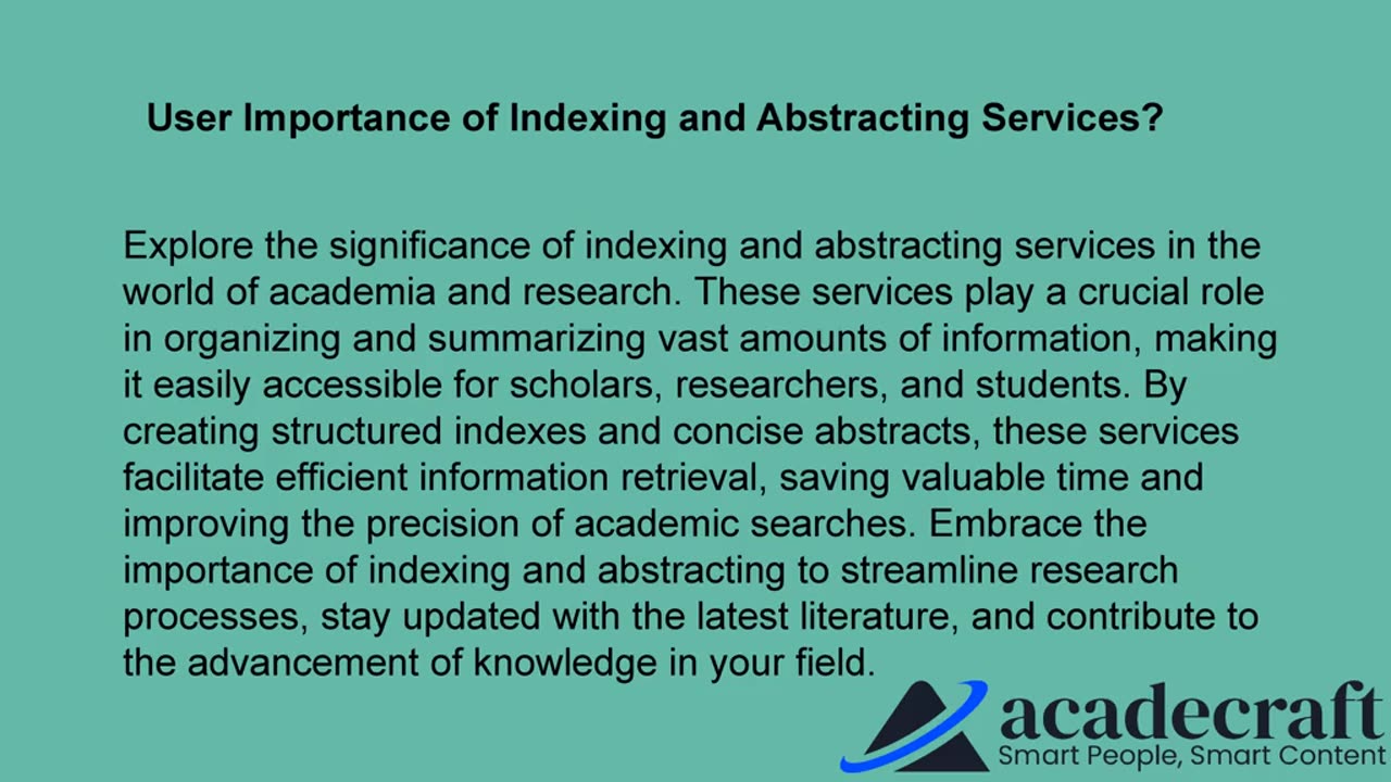 Indexing and abstracting services