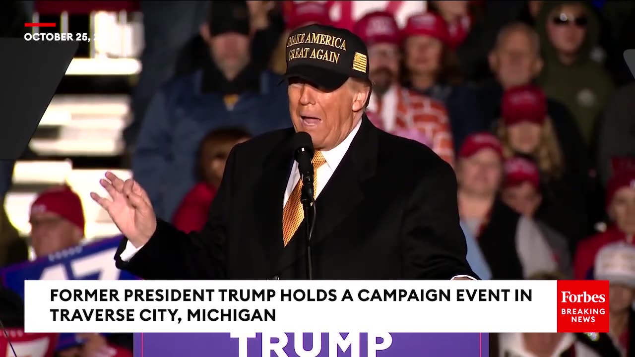 Donald Trump Asks Crowd At Campaign Rally In Traverse City, Michigan- Who Is Going To Vote-