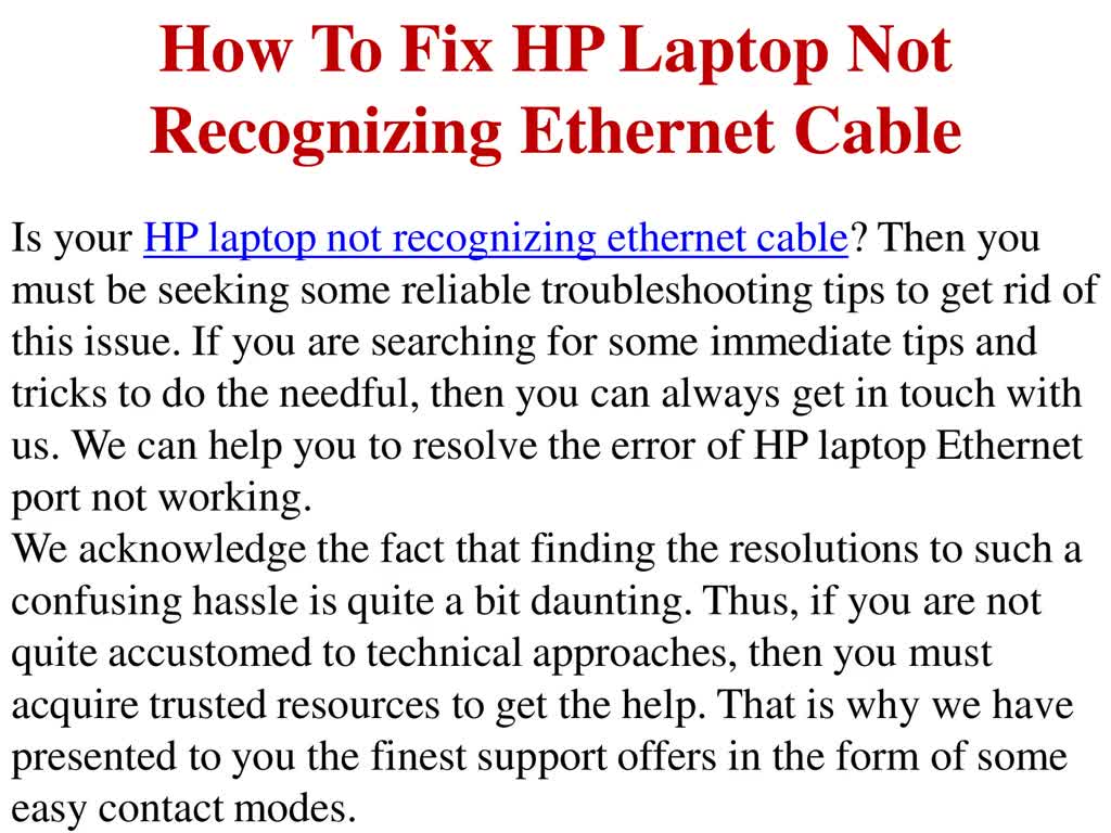 How To Fix HP Laptop Not Recognizing Ethernet Cable