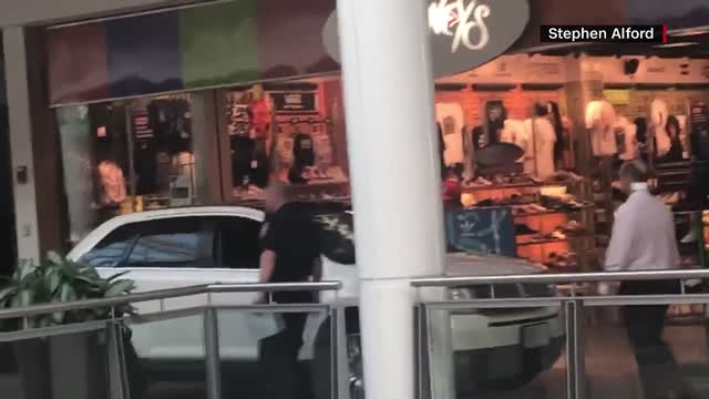 Confused Boston driver takes a trip inside a mall