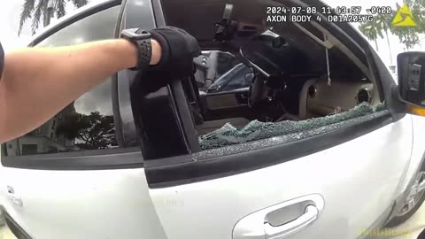 Bradenton Police officer breaks SUV window to free dog left in hot car
