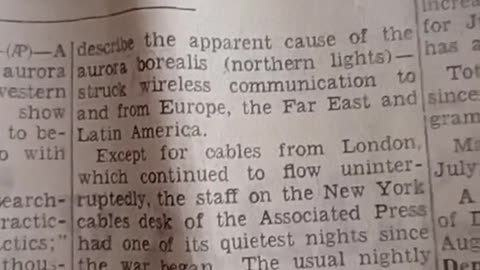 SEPTEMBER 19, 1941 Newspaper Aurora Borealis